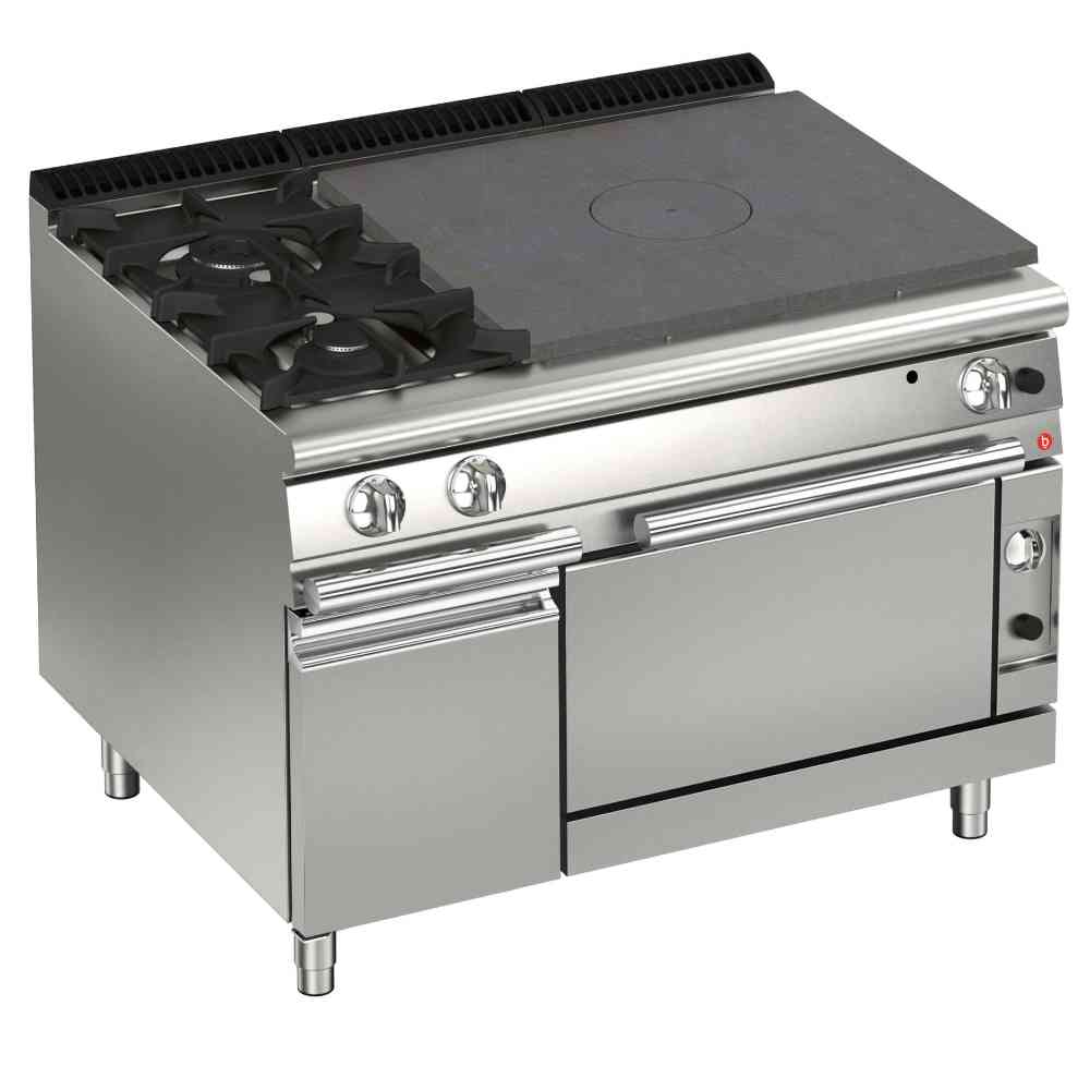 Glühplatten-Herd Gas mit Gasbackofen + 2 Brenner