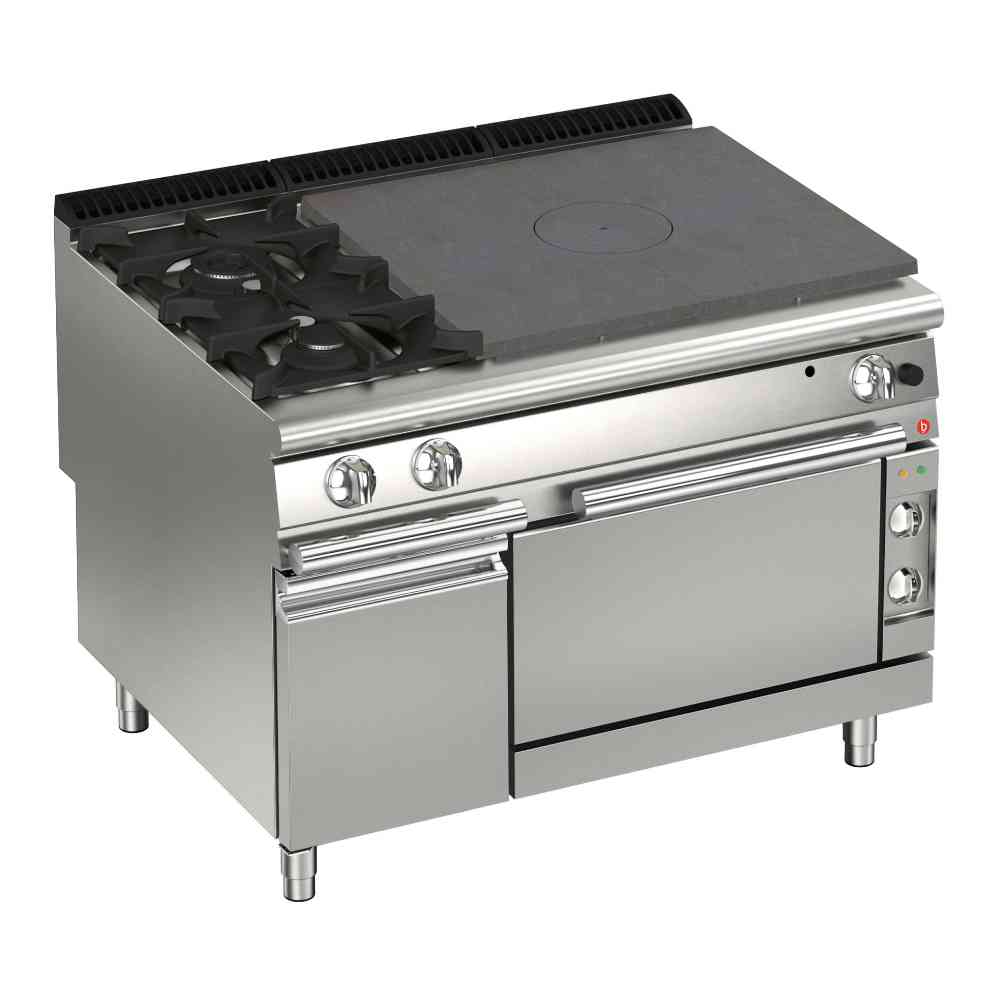 Glühplatten-Herd Gas mit 2 Brennern + E-backofen