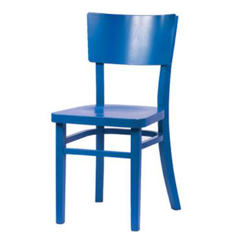 Blauer-Holzstuhl