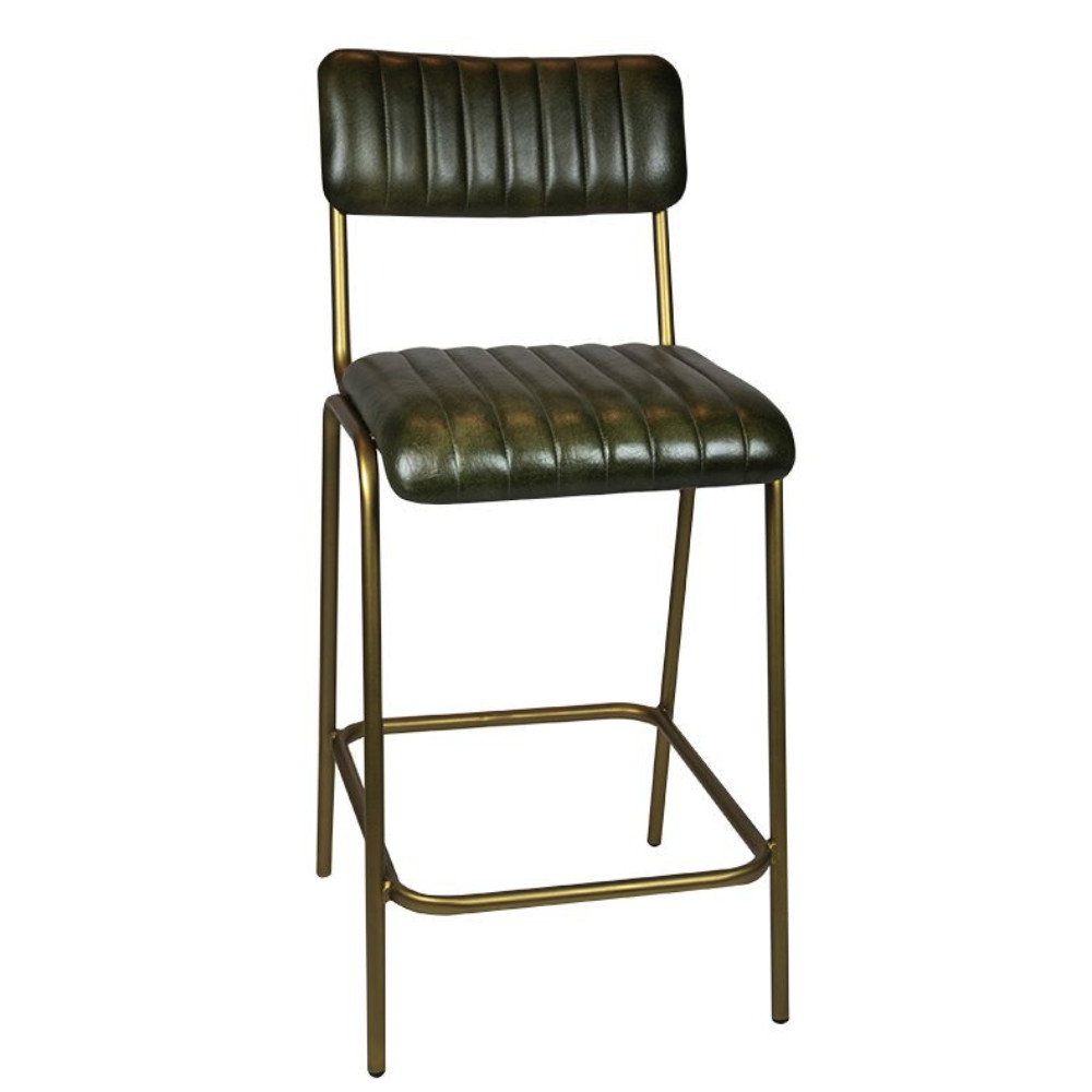 niedriger Büffelleder Barhocker Jay Grün