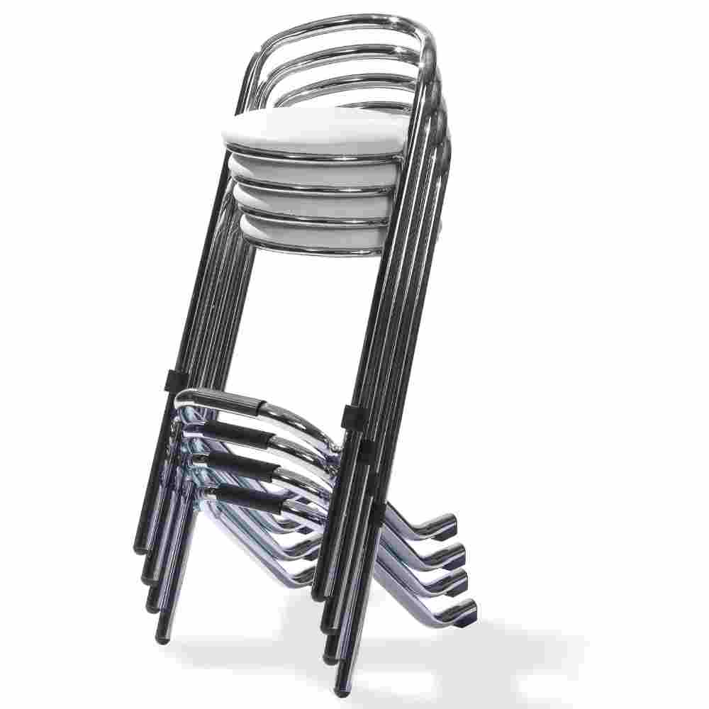 stapelbarer Barhocker Johnny Chrome, weiss